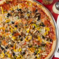Supreme Pizza Slice · A slice of Graziano's signature hand tossed supreme pizza. Pepperoni, sausage, mushroom, ham...