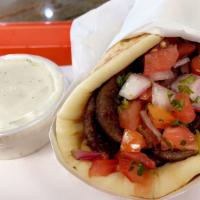 Gyro Sandwich · Traditional Greek Gyro sandwich, with choice of beef & lamb, or chicken wrapped in pita brea...