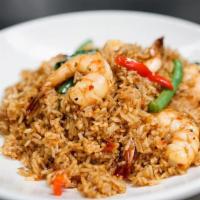 Spicy Basil Fried Rice · Medium. Stir-fried rice with fresh basil leaves, hot chili and string beans.