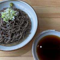 Zaru Soba (Cold) · Soba noodles served with in-house cold dipping sauce, white scallions, and wasabi.