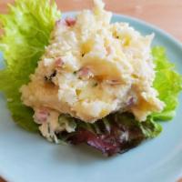 Potato Salad · Gluten free. Japanese-style potato salad (potatoes, ham, cucumber, onion, and mayonnaise).