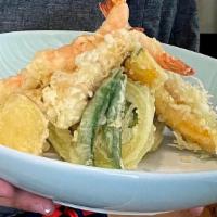 Tempura Platter · Tempura include five shrimps and eight pieces of assorted in-season vegetables.