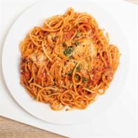Spaghetti Marinara · Our marinara sauce infused with sautéed garlic, herbs & white wine.
