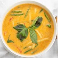 Red Curry · Bamboo shoots, bell peppers and basil in coconut milk and red curry sauce.