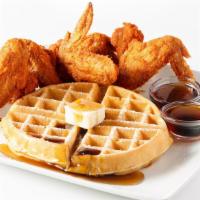 Waffle & 4 Wings · Waffle with 4 chicken wings.