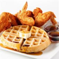 Waffle & 6 Wings · Waffle with 6 chicken wings.