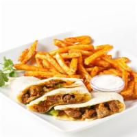 Chicken Quesadilla & Fries · Chicken quesadilla with French fries