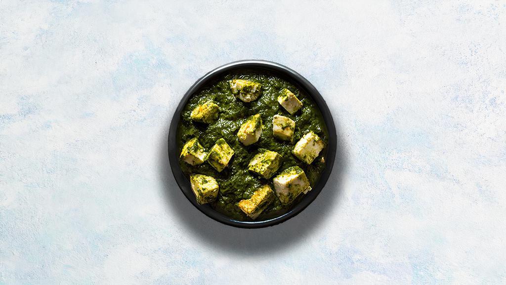 Saag  Paneer · Slowly cooked farm-fresh spinach studded with perfectly fried cottage cheese cubes. Served with a portion of aromatic basmati rice.