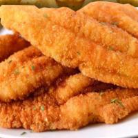 Catfish & Fries · Seasoned fresh fish fillets battered deep fried to a golden perfection with a salad and seas...