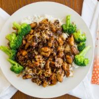 Hibachi Chicken · Served with broccoli, rice or noodles.