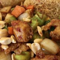 Kung Pao Chicken (With Peanuts) · Spicy with peanuts on top