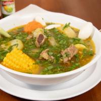 Sopa De Res · Beef soup with vegetables. Served with tortillas.