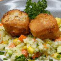 Seared Diver Scallops · Seasonal Vegetable Risotto