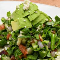 'Dancie' · Chopped Spinach, Hearts of Palm, Cucumber, Red Onion, Avocado, Tomatoes, Blue Cheese, & Toma...