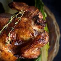 Colombian-Style Rotisserie Chicken (1/2 Chicken) · 1/2 chicken with two sides/acompañantes