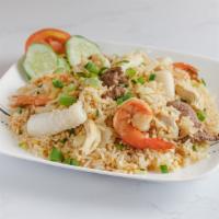 Combination Fried Rice · Shrimp, scallop, calamari, chicken, beef, white onion, egg, scallion