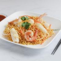 N7 . Soft Eggs Noodle Seafood · Shrimp, scallop, calamari, white onion, bamboo, broccoli, baby corn, mushroom, bean sprouts,...