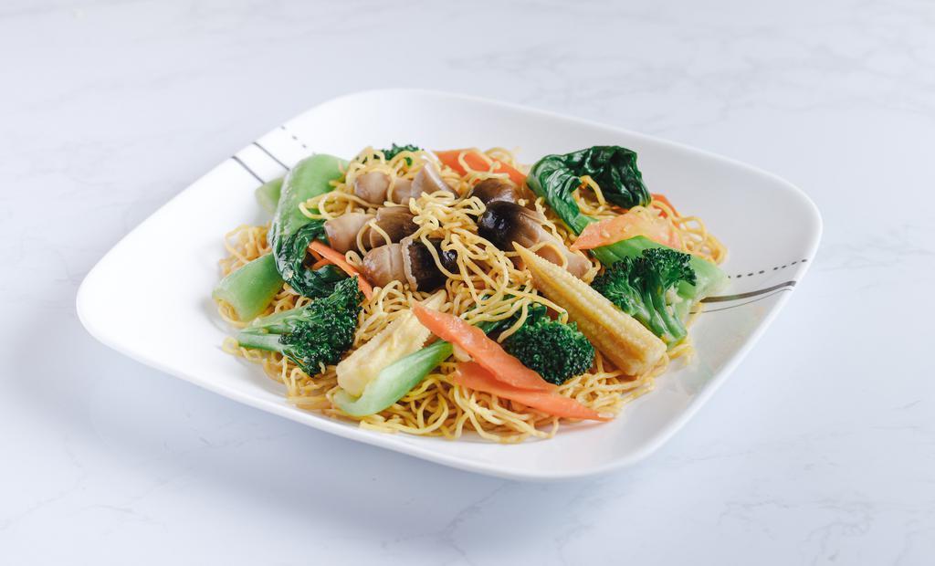 Soft Egg Noodle Vegetables · White onion, scallion, carrot, broccoli, baby corn, mushroom