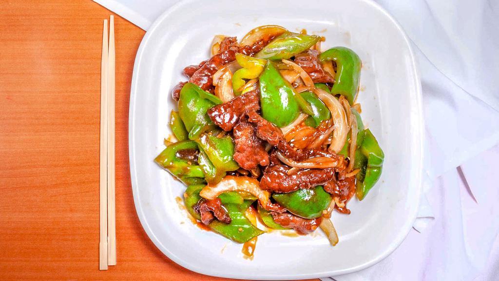 Beef And Peppers · Generous slices of flank steak saut?�ed with green peppers and onions