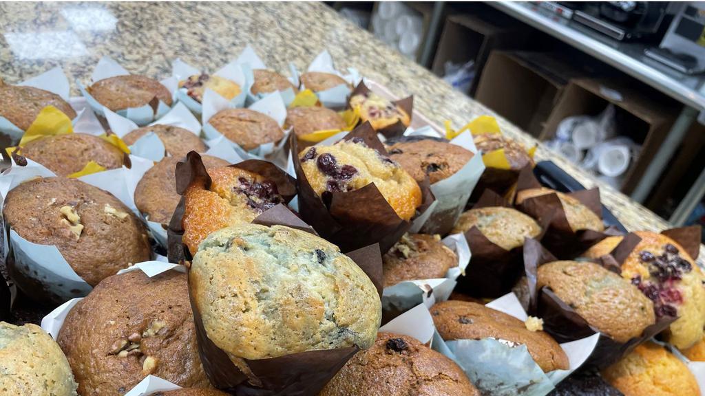Home Made Muffin  · Flavors: Corn, Chocolate Chip, Blueberry, Raisin Bran, Double Chocolate, Pistachio and Cranberry.