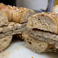 Sausage Sandwich · 2 Sausage patties served on a bagel, roll, white, whole wheat, or rye.