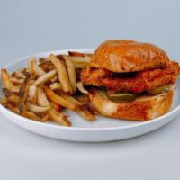 Nashville Hot Chicken · Nashville hot spice, house pickles, hand-cut fries