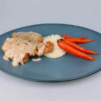 Country Fried Chicken · Boneless breast, mashed potatoes, white gravy, glazed carrots