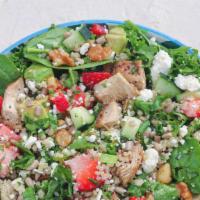 Summer Breeze · Mixed Greens | Kale | Spinach - Roasted Chicken Breast, Feta Cheese, Cucumber, Avocado, Stra...