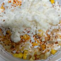Hangry Street Corn Bowl Large · Hot fresh steamed corn topped with butter, topped with tajin, and cotija cheese