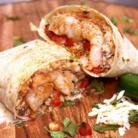 Shrimp Burrito · Our delicious Mexican shrimp burrito recipe is in town! Tortilla filled with grilled shrimps...