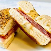Ham & Colby Bagel · Fresh sliced ham with colby cheese on a fresh bagel with cream cheese