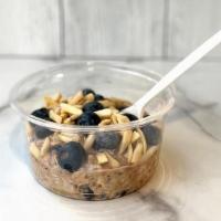 Overnight Oats · Our classic over night oats with fresh fruit made with almond milk.