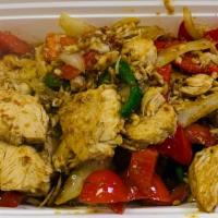 Xao Xa Ot (Tom) Hoac (Ga) · Spicy stir-fried chicken breast or shrimp with lemongrass, onion, and bell peppers. Served w...
