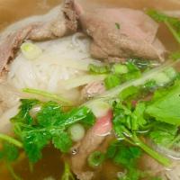 Pho Tai Nam Gan · Combination of half-done beef filet, beef brisket, beef tendon.