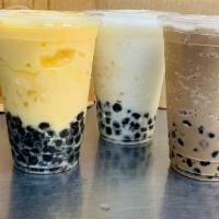 Tra Sua Tran Chau · Fruit Slushies with bubbles in: Milk tea, Taro, Thai milk, Mango, Almond, Strawberry, Bluebe...
