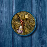 Signature Spinach & Goat · 16 oz. Tender chunks of goat cooked in a thick spinach and onion gravy, tempered with tomato...