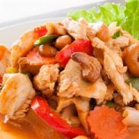 Cashew Stir-Fry · Cashew, carrots, onion, bell pepper in sweet and tangy sauce.