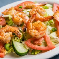Grilled Shrimp Salad · Our Garden Salad topped with Grilled Shrimp