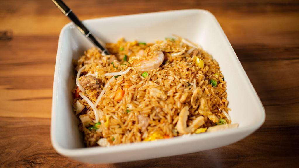 Special Fried Rice · Choice of Chicken, Steak, Pork, Tofu, or Vegetable. Shrimp & Combination available for upgrade. Pictured: Combination (Full Size)