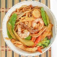 Lo Mein · Thick Wheat noodles made with House Brown sauce and mixed vegetables,
Pictured: Combination ...