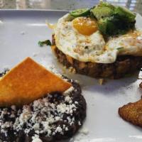 Huevos A La Veracruzana · Two scrambled eggs prepared with tomato, onion, mushrooms, and jalapeño. Served with papas o...