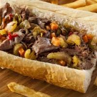 Italian Beef · Slow cooked Italian beef in it Auj sauce. Try Dipped or Dry with your choice of pepper and c...