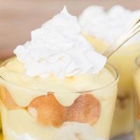 Banana Pudding Cup · a Cup of Delicious banana pudding with wafer cookies