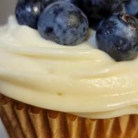 Blueberry Lemon Squeeze · Cream Cheese frosted lemon cupcake topped with fresh blueberries handmade from scratch with ...