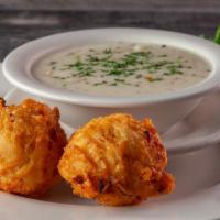 Clam Cakes & Chowder Combo · Award-winning and voted best of Rhode Island! Our award-winning clam chowder served with thr...