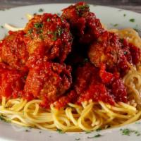 Spaghetti & Meatballs · A generous portion of our famous meatballs served over your choice of penne or spaghetti and...