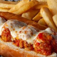 Meatball Sandwich · Our famous meatballs served on our grilled torpedo roll with sliced mozzarella cheese.