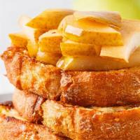 Caramelized Pear French Toast · Classic French toast topped with caramelized pear. Served with syrup and butter.