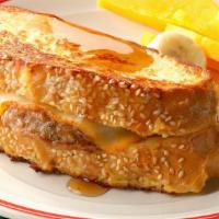 Sausage, Egg, & Cheese French Toast Sandwich · Sausage, fried egg, and cheddar cheese sandwiched between two slices of classic french toast...