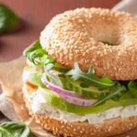 Vegetable Tuna Sandwich Bagel · Fresh vegetable tuna on bagel of your choice.